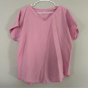 🦋 Pink Lightweight V-Neck T-Shirt Pastel Barbie Casual Summer XXL